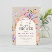 Invitation Boho chic Fleur sauvage papillons Fête des mariées (Debout devant)