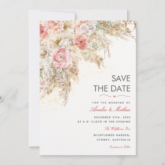Invitation Boho Chic Fleur sauvage Rustic Floral Enregistrer  (Devant)