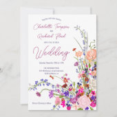 Invitation Boho chic fleur sauvage script photo mariage (Devant)