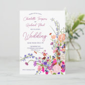 Invitation Boho chic fleur sauvage script photo mariage (Debout devant)