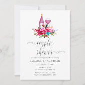 Invitation Boho Chic Fleurs Couple Shower Tasting de Vin (Devant)