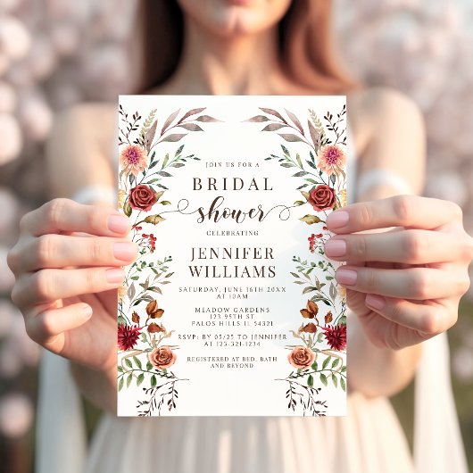 Invitation Boho Chic Fleurs Séchées Automne Mariage