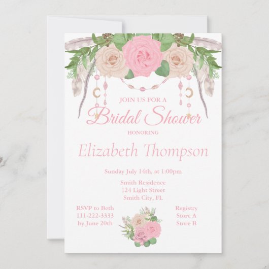 Invitation Boho Chic Floral (Devant)