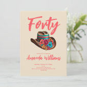 Invitation Boho Chic Floral 40e Anniversaire (Debout devant)