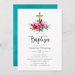 Invitation Boho Chic Floral Baptême