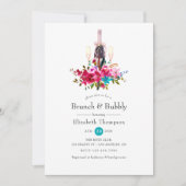 Invitation Boho Chic Floral Brunch et Fête des mariées Bubbly (Devant)
