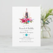 Invitation Boho Chic Floral Brunch et Fête des mariées Bubbly (Debout devant)