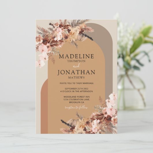 Invitation Boho Chic Floral Hydrangea Mariage d'arche aquarel (Debout devant)