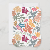 Invitation Boho Chic Floral Mariage Rétro Milieu de Siècle (Dos)