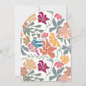 Invitation Boho Chic Floral Mariage Rétro Milieu de Siècle (Dos)