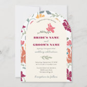 Invitation Boho Chic Floral Mariage Rétro Milieu de Siècle (Devant)