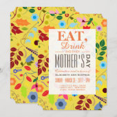 Invitation Boho Chic Floral moderne repas de la fête des mère (Devant / Derrière)