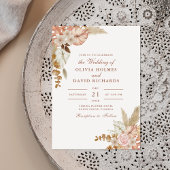 Invitation Boho Chic Floral Pampas Mariage Grass
