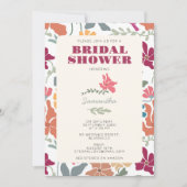 Invitation Boho Chic Floral Retro Mariage Milieu de Siècle (Devant)