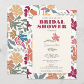 Invitation Boho Chic Floral Retro Mariage Milieu de Siècle (Devant / Derrière)