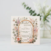 Invitation Boho Chic Floral Rose Gold Arch Bridal Shower (Debout devant)