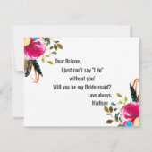 Invitation Boho Chic Floral Rose Vous Serez Ma Servante D'Épo (Dos)