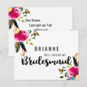 Invitation Boho Chic Floral Rose Vous Serez Ma Servante D'Épo (Devant / Derrière)