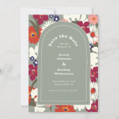 Invitation Boho Chic Floral Sage Green Modern Save the Date (Devant)