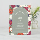 Invitation Boho Chic Floral Sage Green Modern Save the Date (Debout devant)