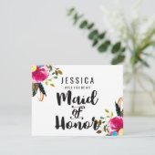 Invitation Boho Chic Floral Serez-vous ma servante d'honneur (Debout devant)