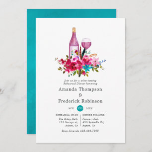 Invitation Boho Chic Floral Vin Dîner De Dégustation