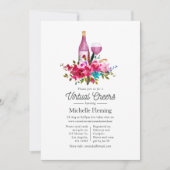 Invitation Boho Chic Floral Vin Thème Virtual Fête des mariée (Devant)