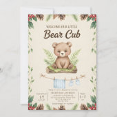 Invitation boho chic forêt ours verdure shower de bébé (Devant)