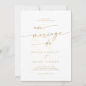 Invitation Boho Chic Gold et Blanc QR Code Mariage français (Devant)
