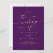 Invitation Boho Chic Gold et Purple Photo QR Code Mariage (Devant)