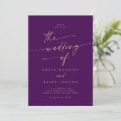 Invitation Boho Chic Gold et Purple Photo QR Code Mariage (Debout devant)