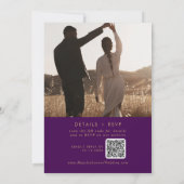 Invitation Boho Chic Gold et Purple Photo QR Code Mariage (Dos)