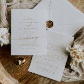 Invitation Boho Chic Gold et White Front et Back Mariage