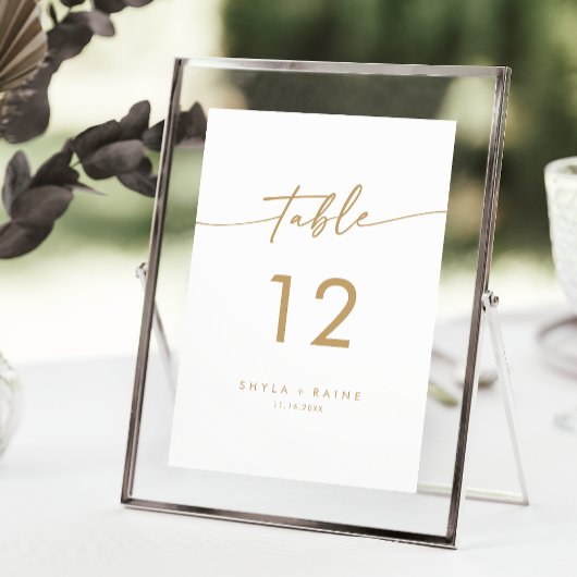 Invitation Boho Chic Gold et White Mariage Numéros de tableau