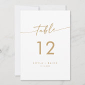 Invitation Boho Chic Gold et White Mariage Numéros de tableau (Devant)