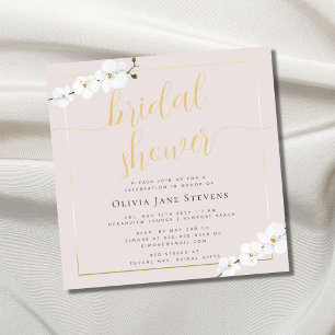Invitation Boho Chic Gold Frame Orchidées Fête des mariées