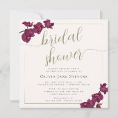 Invitation Boho Chic Gold Frame Purple Orchids Fête des marié (Devant)