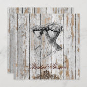 Invitation boho chic grange bois mariage campagnard rustique (Devant / Derrière)