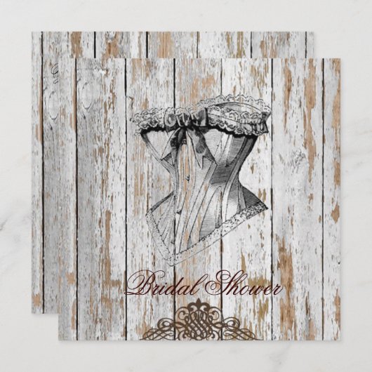 Invitation boho chic grange bois mariage campagnard rustique (Devant / Derrière)