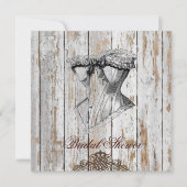 Invitation boho chic grange bois mariage campagnard rustique (Devant)