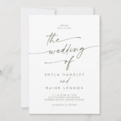 Invitation Boho Chic Green et White Le Mariage de (Devant)