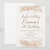 Invitation Boho Chic/Herbe de la Pampa (Devant / Derrière)