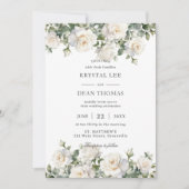 Invitation Boho Chic Ivory White Roses Floral Mariage (Devant)