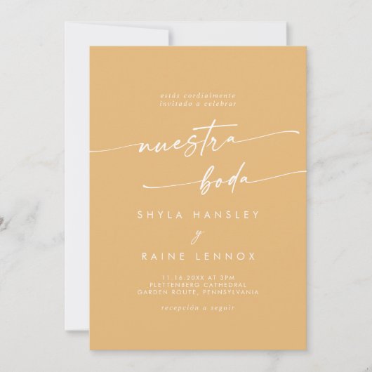 Invitation Boho Chic Jaune Marigold Photo Mariage espagnol (Devant)