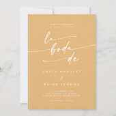 Invitation Boho Chic Jaune Marigold QR Code Espagnol Mariage (Devant)