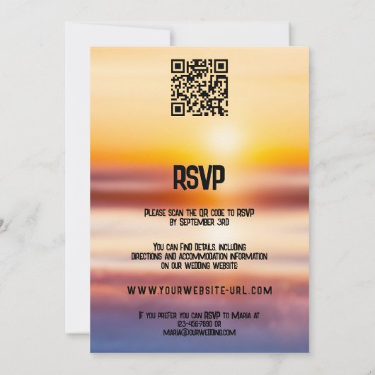 Invitation Boho Chic Lantern Sunset Beach QR Mariage (Dos)