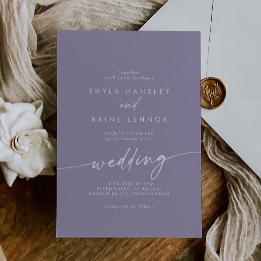 Invitation Boho Chic Lavande Mariage pourpre