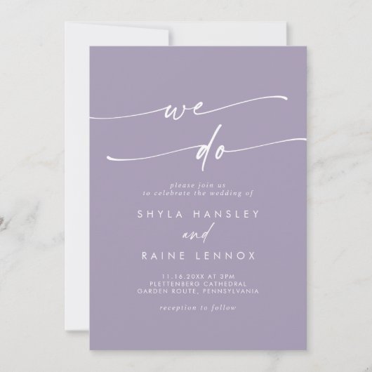 Invitation Boho Chic Lavender Purple Nous Faisons Mariage (Devant)