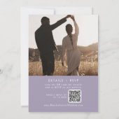 Invitation Boho Chic Lavender Purple Photo QR Code Mariage (Dos)