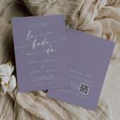 Invitation Boho Chic Lavender Purple QR Code Espagnol Mariage